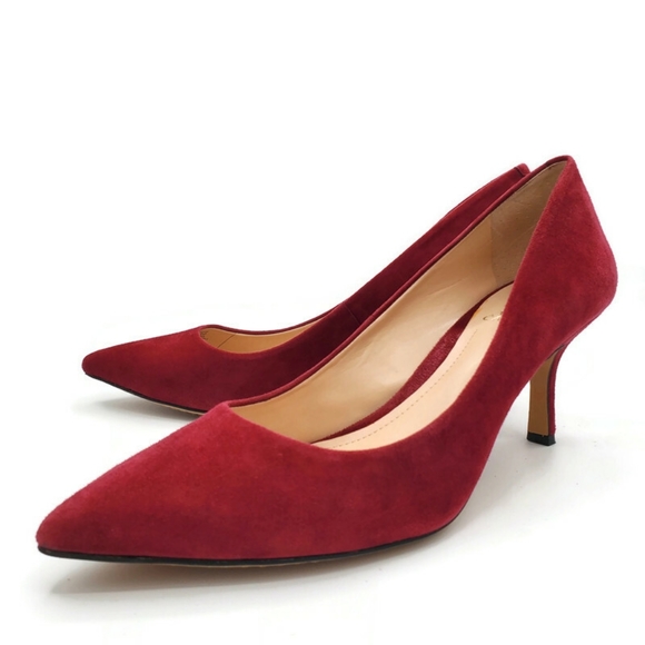 Vince Camuto Shoes - Vince Camuto Vivienne Burgundy Red Suede Pointed Closed-Toe High Heel Pumps